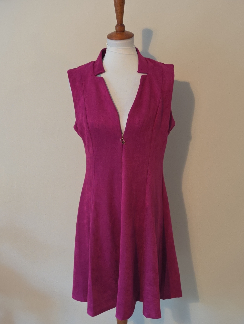 Calvin Klein Sleeveless Magenta A-Line Dress - Elegant Deep Pink Purple Style